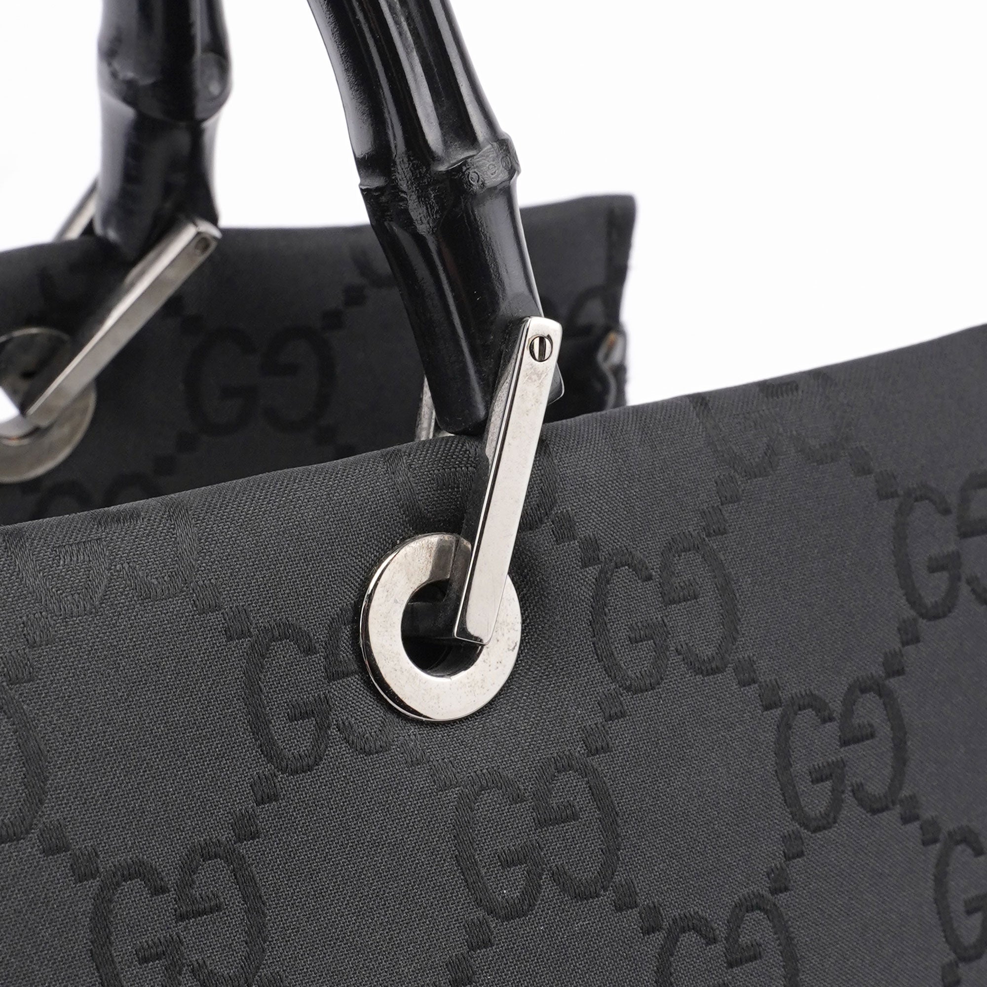 Gucci Sac cabas Bamboo en toile GG noire