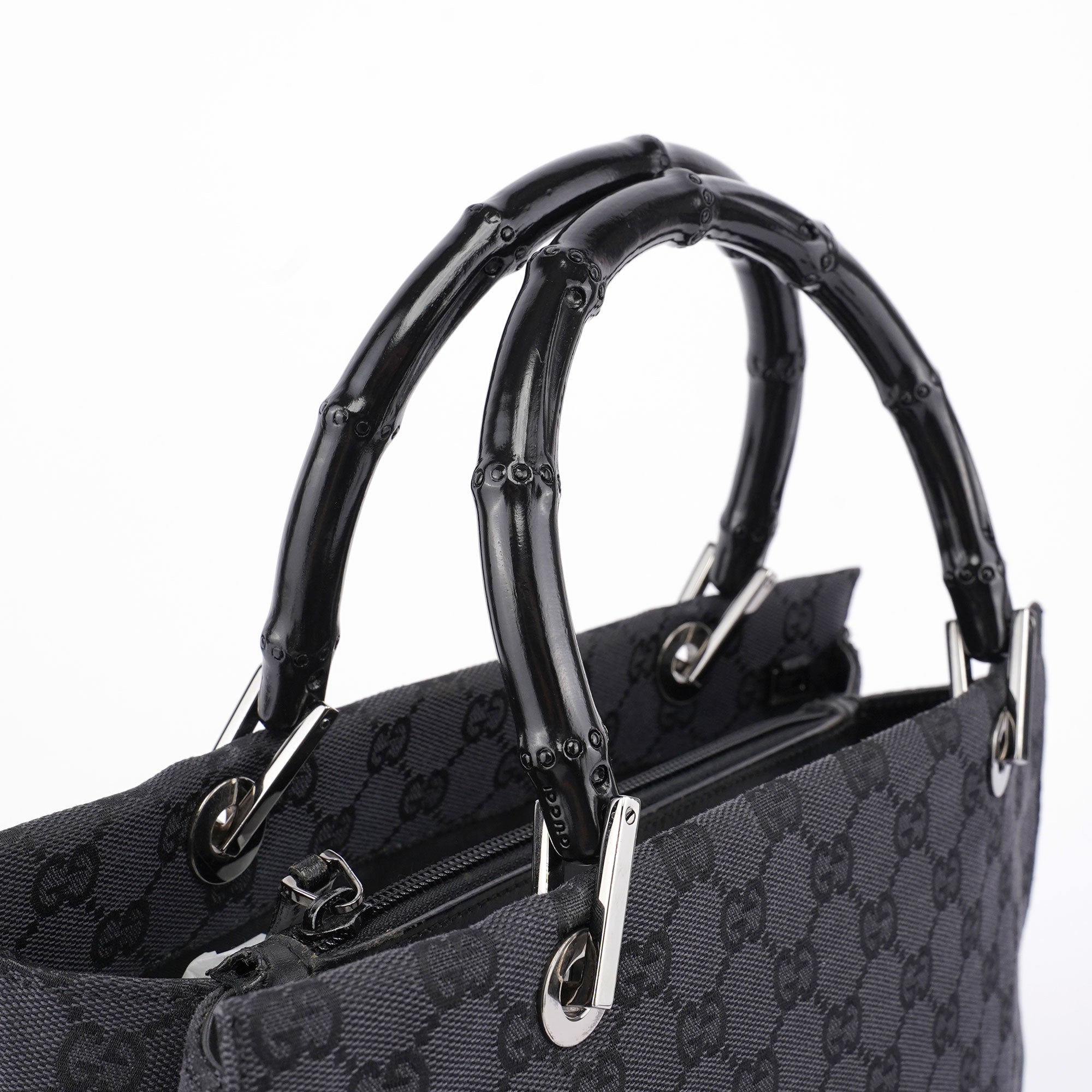 Gucci Black GG Bamboo Tote