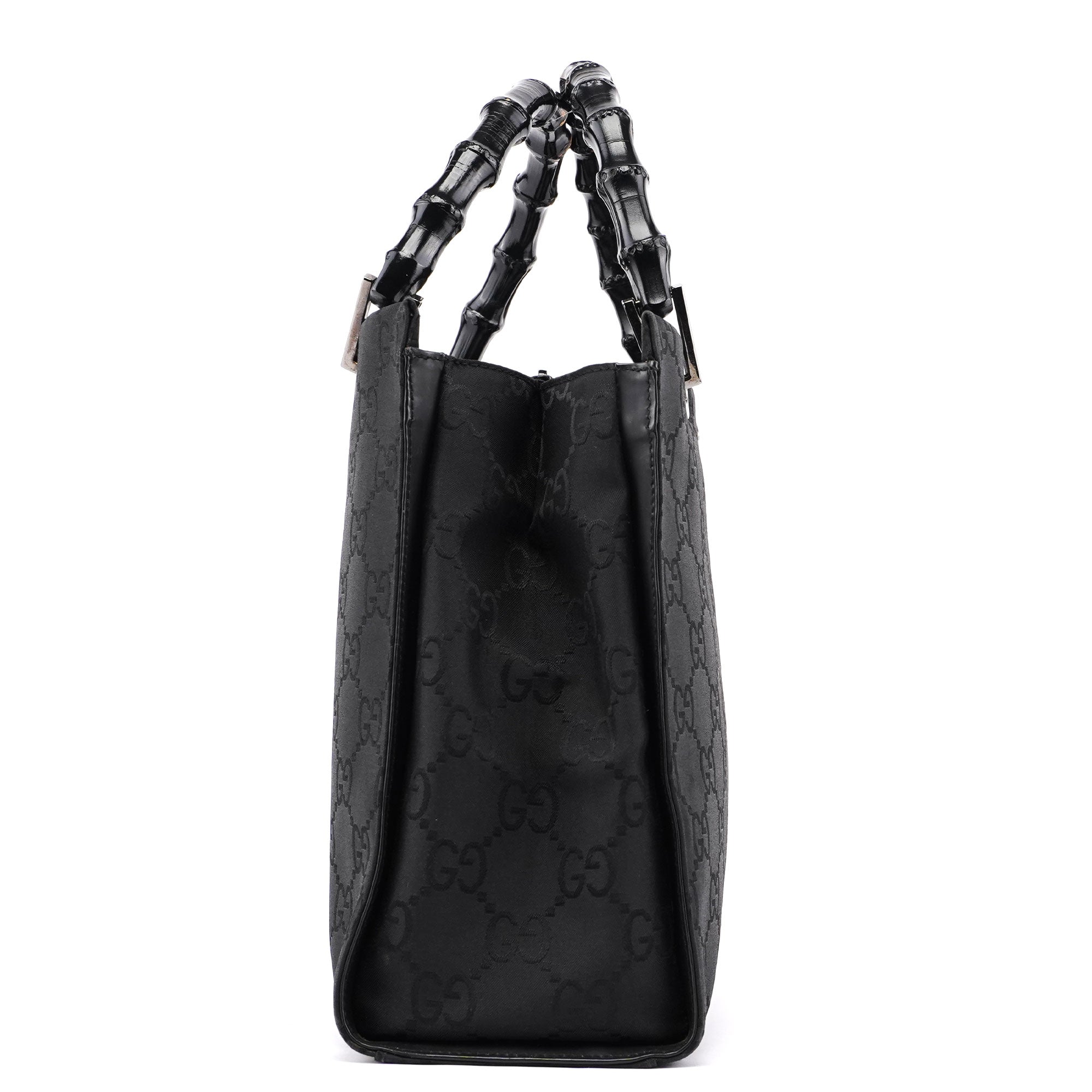 Gucci Sac cabas Bamboo en toile GG noire