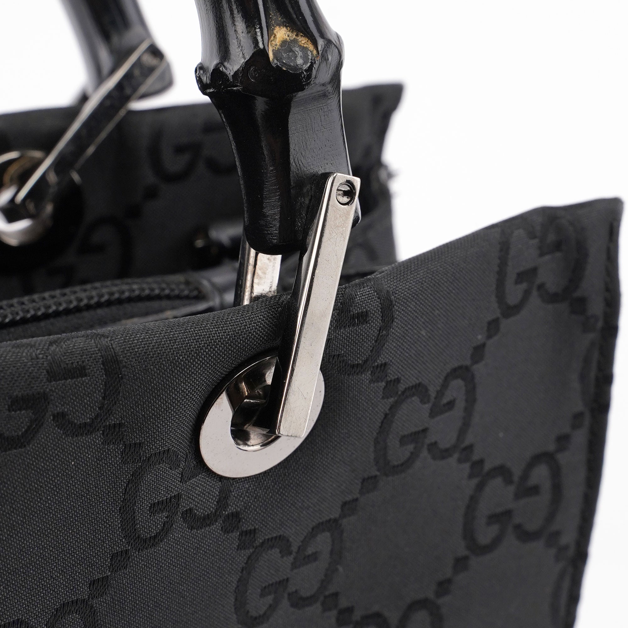 Gucci Black GG Bamboo Tote