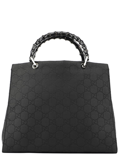 Gucci Black GG Bamboo Tote