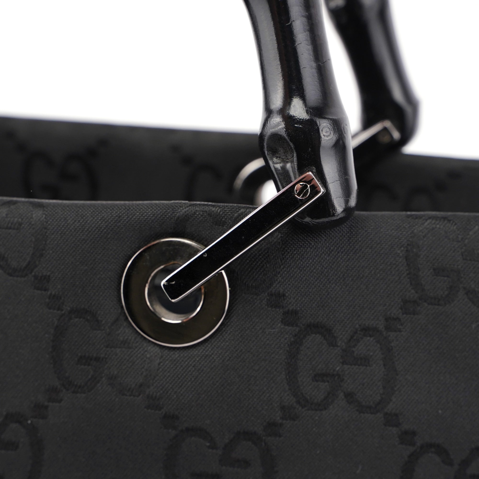 Gucci Black GG Bamboo Tote