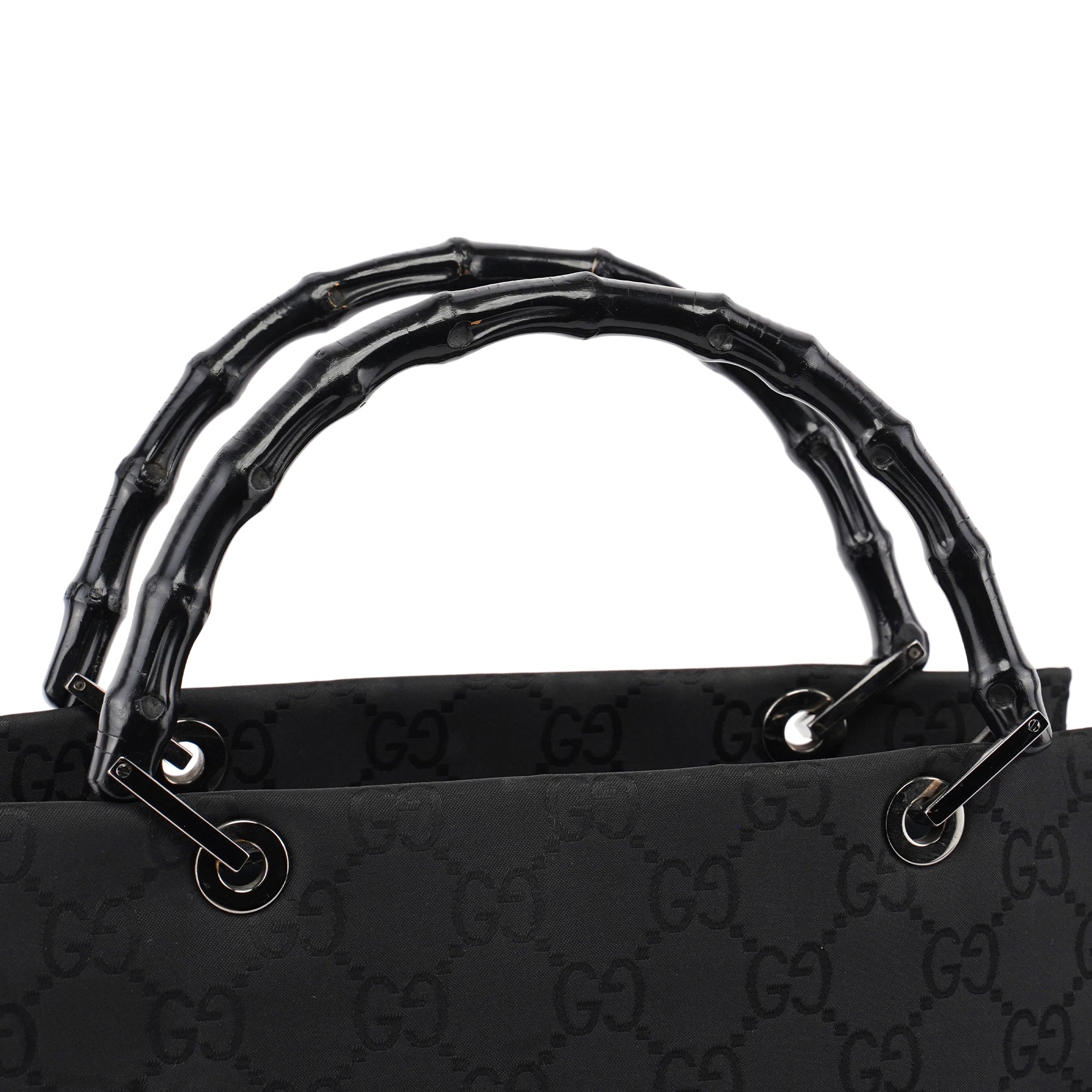 Gucci Black GG Bamboo Tote