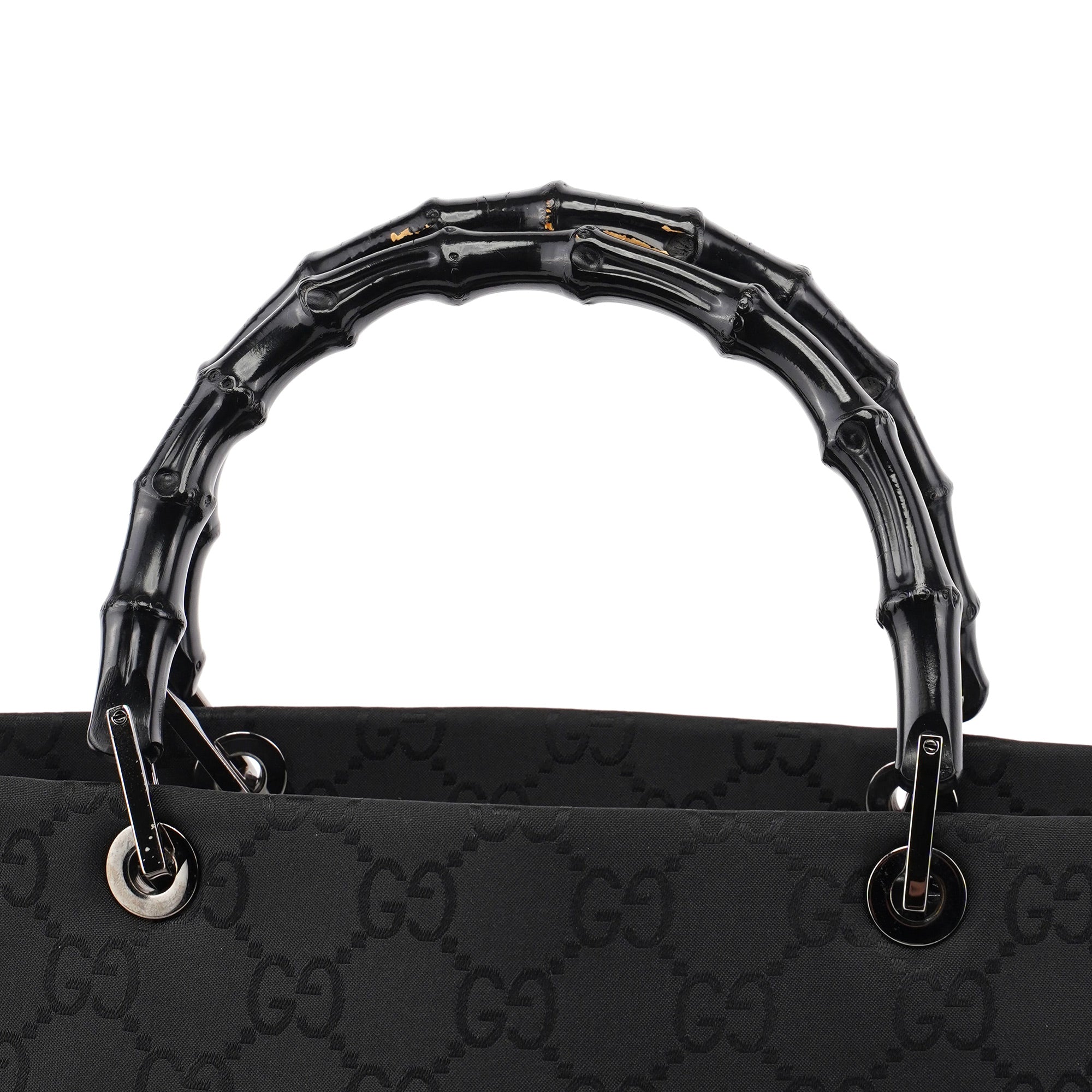 Gucci Black GG Bamboo Tote