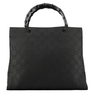 Gucci Black GG Bamboo Tote Bag