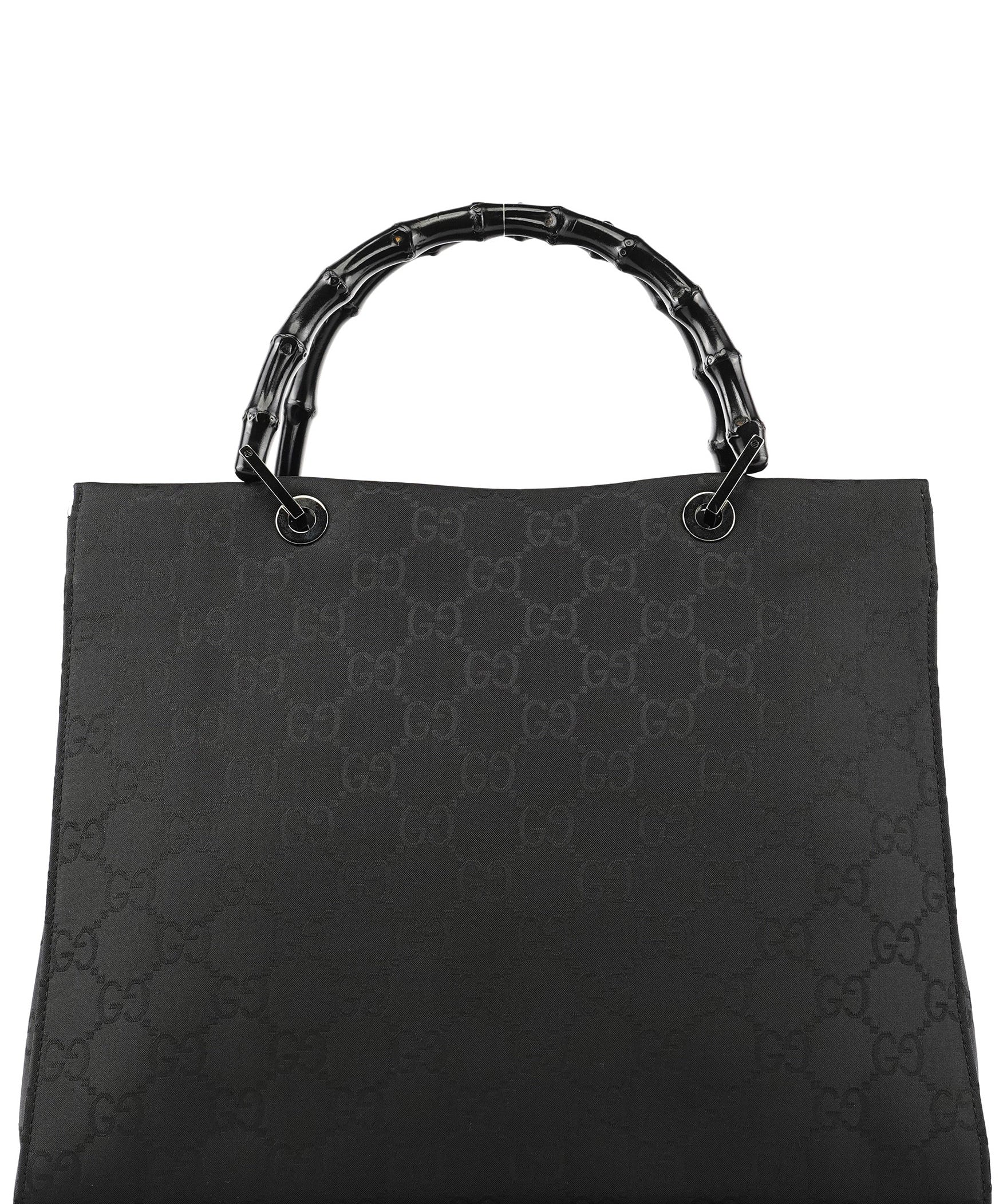 Gucci Black GG Bamboo Tote Bag
