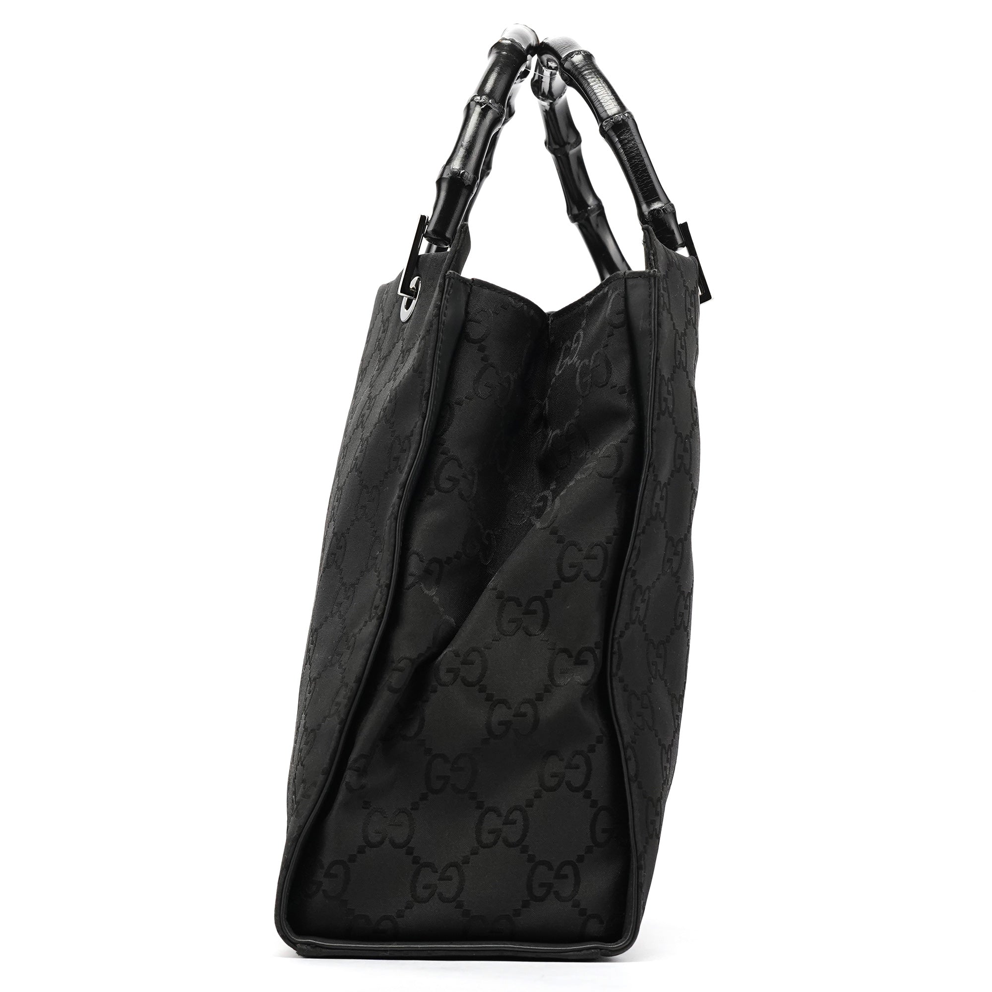 Gucci Black GG Bamboo Tote Bag