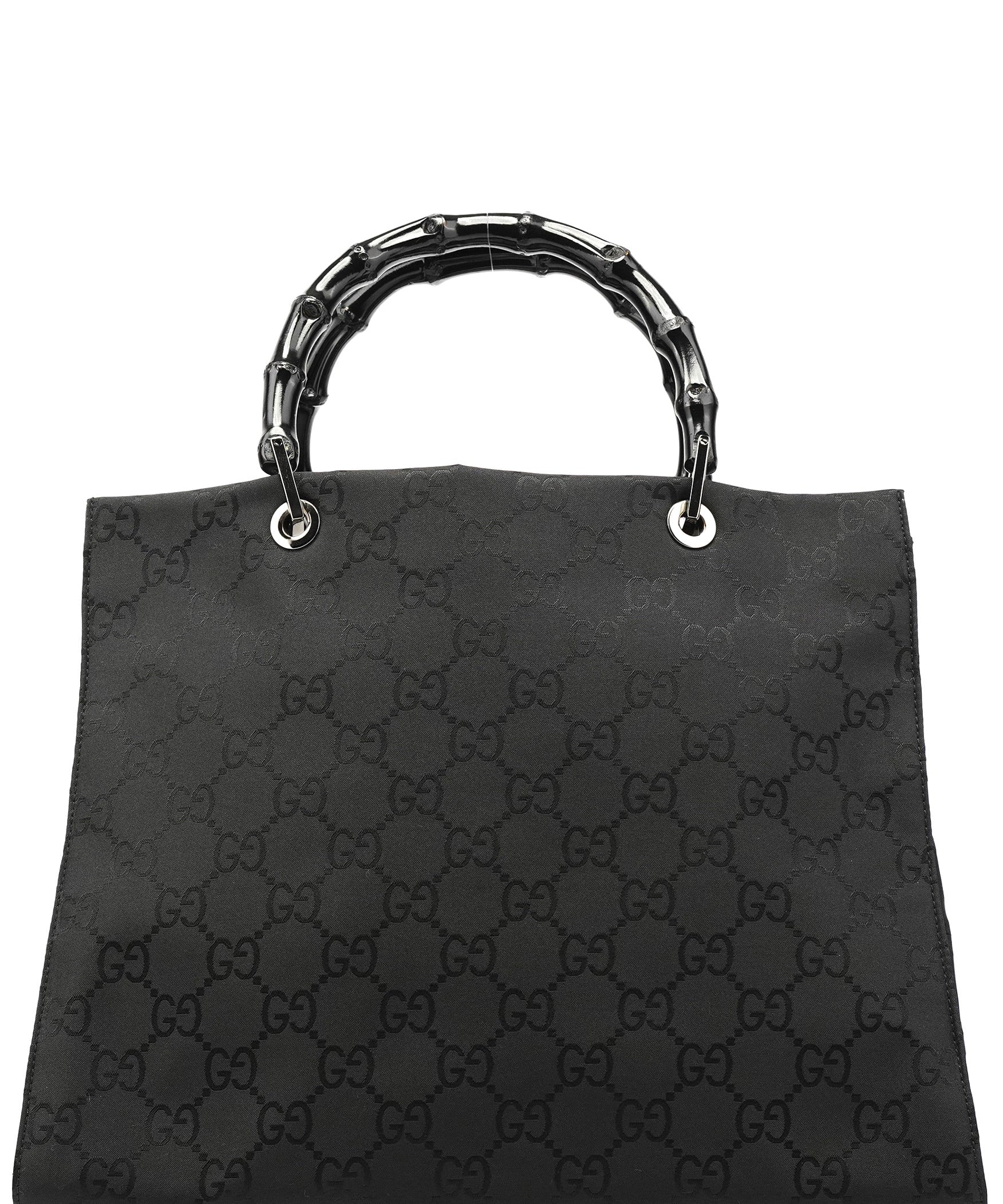 Gucci Black GG Bamboo Tote Bag