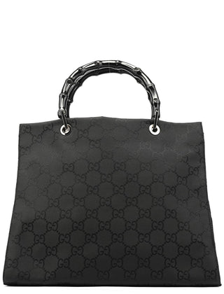 Gucci Black GG Bamboo Tote Bag