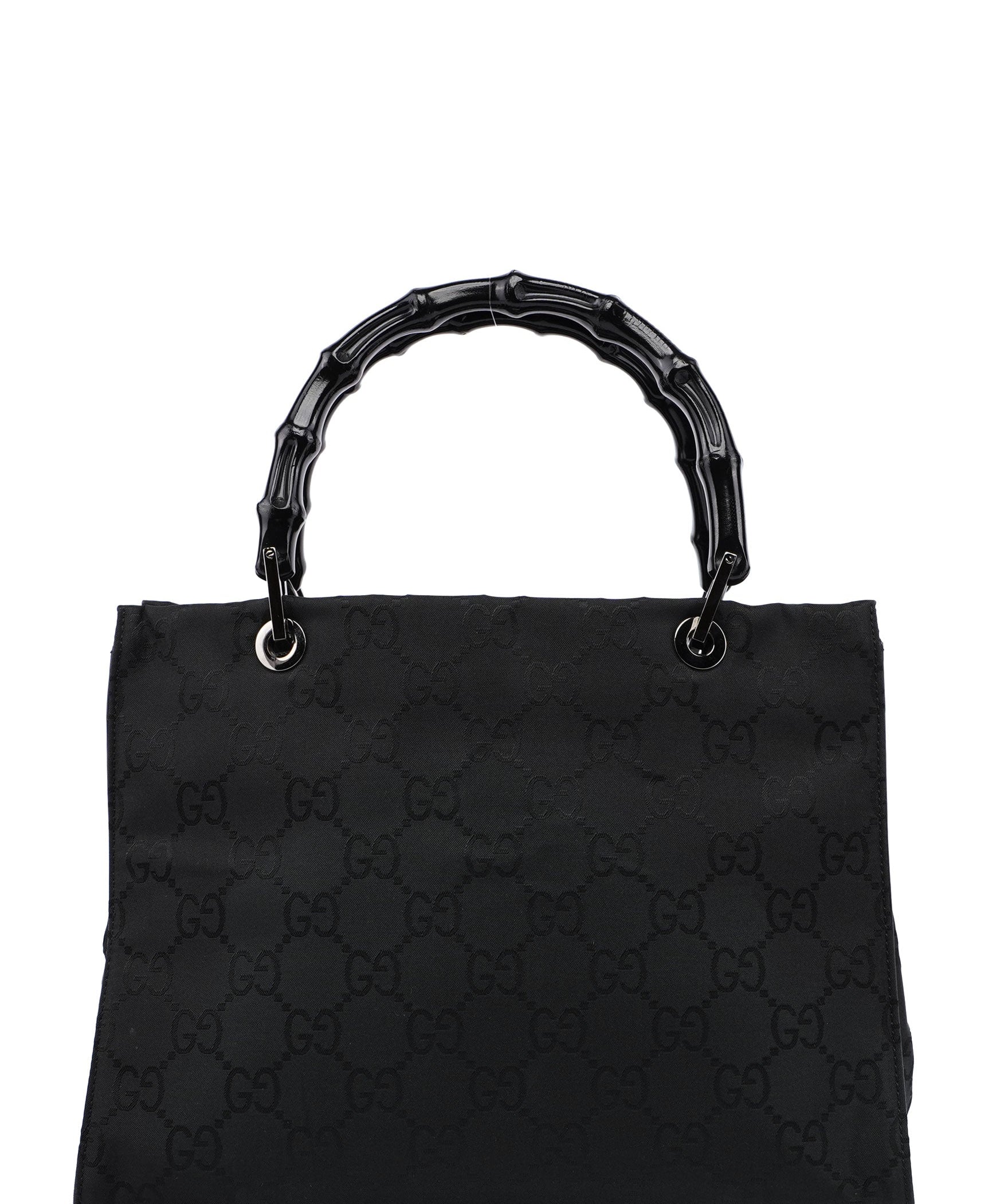 Gucci Black GG Bamboo Tote Bag