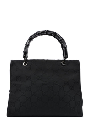 Gucci Black GG Bamboo Tote Bag