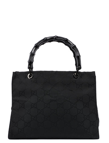 Gucci Black GG Bamboo Tote Bag