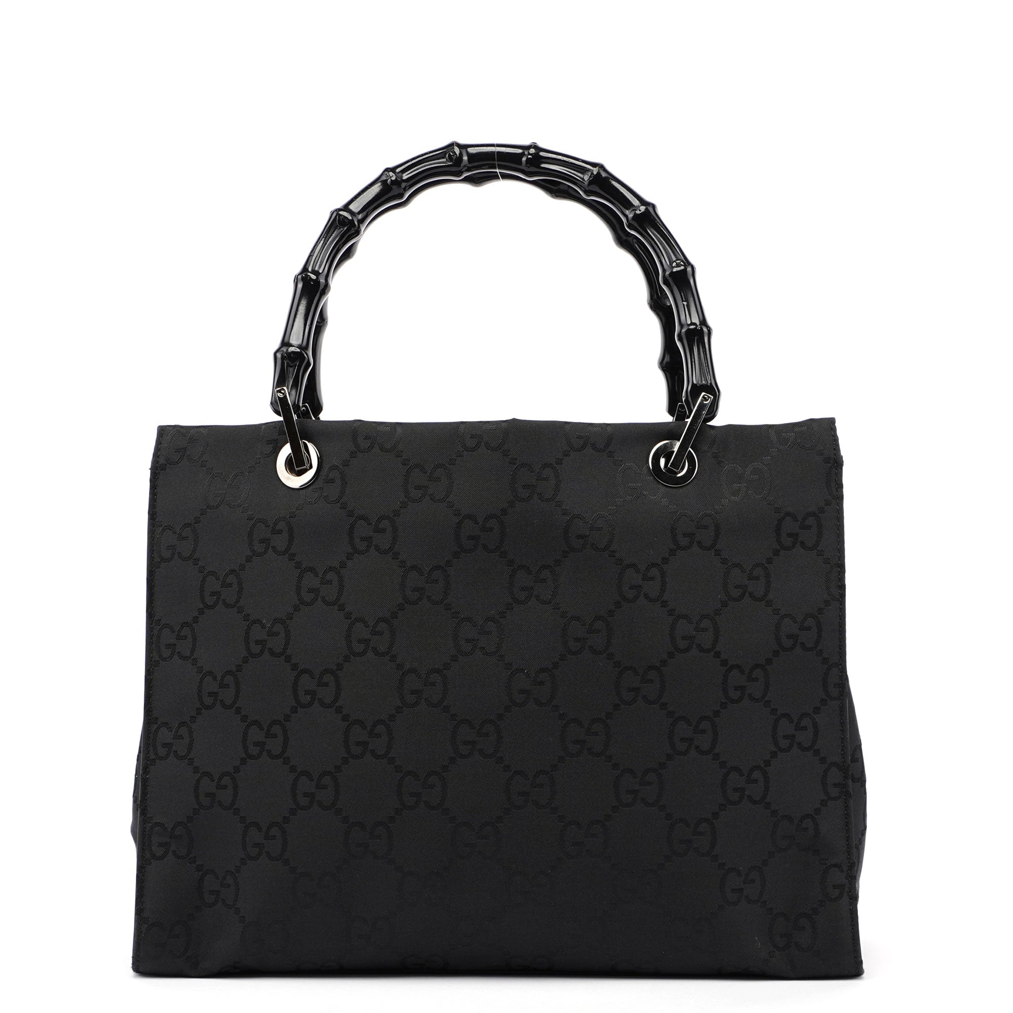 Gucci Black GG Bamboo Tote Bag