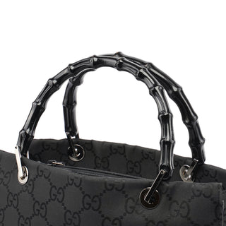 Gucci Black GG Bamboo Tote Bag