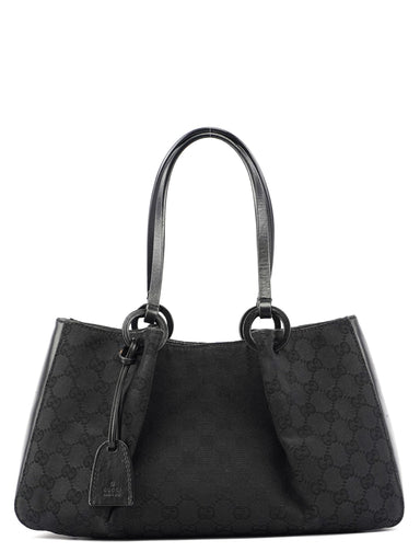 Gucci Black GG Canvas Calfskin Tote