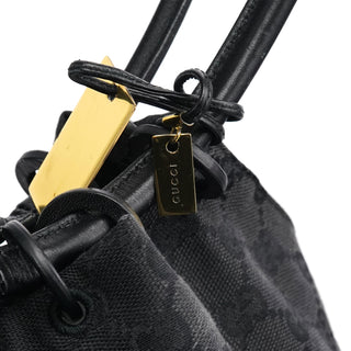Gucci Black GG Canvas Drawstring Shoulder Bag