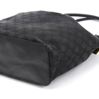 Gucci Black GG Canvas Drawstring Shoulder Bag