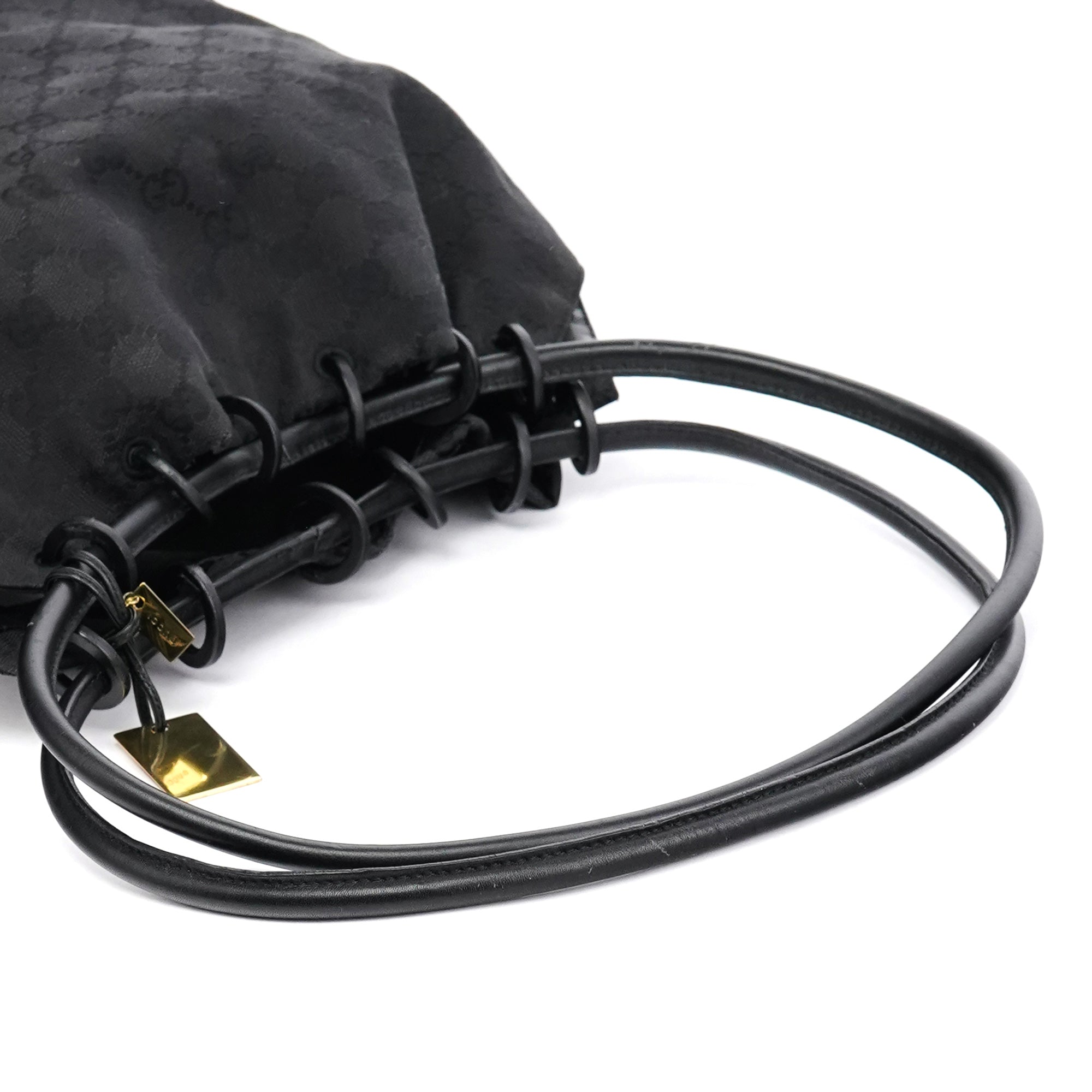 Gucci Sac porté épaule à lien coulissant en toile GG noire