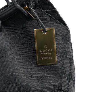 Gucci Black GG Canvas Drawstring Shoulder Bag