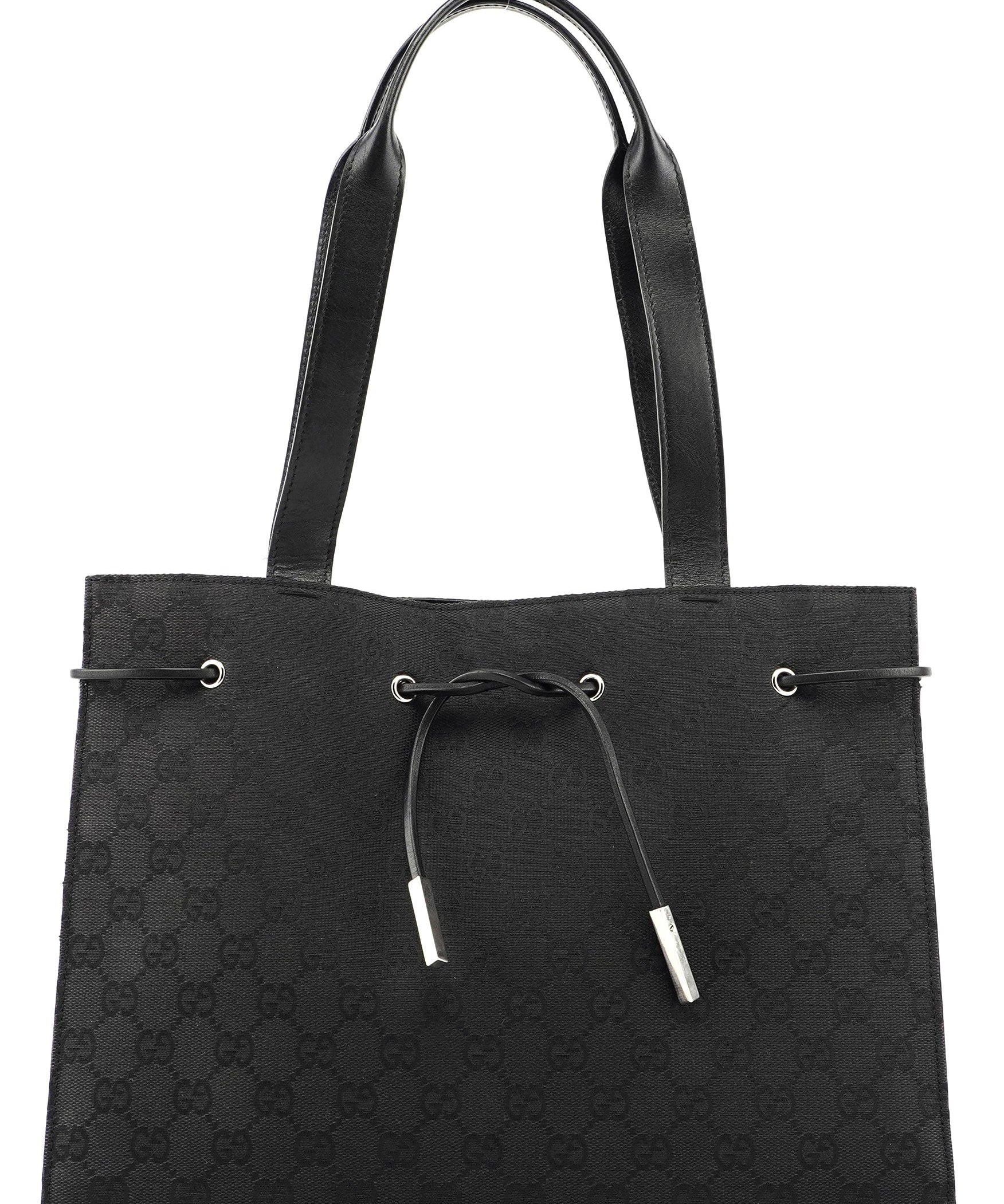 Gucci Black GG Canvas Drawstring Tote