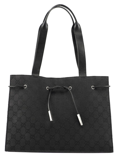 Gucci Black GG Canvas Drawstring Tote