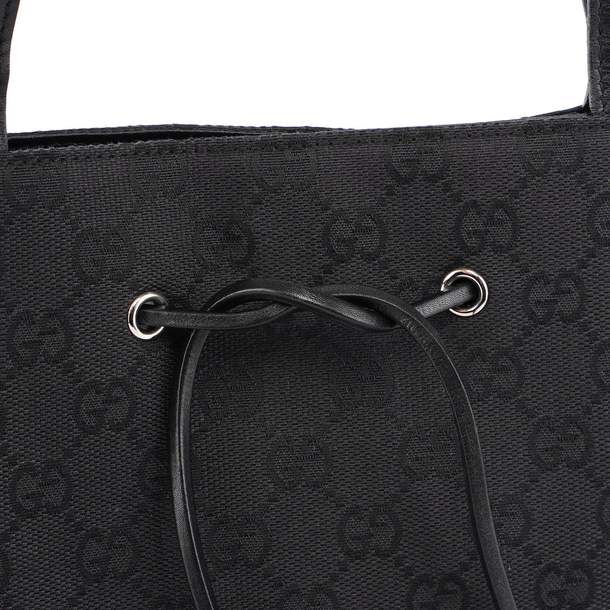 Gucci Black GG Canvas Drawstring Tote