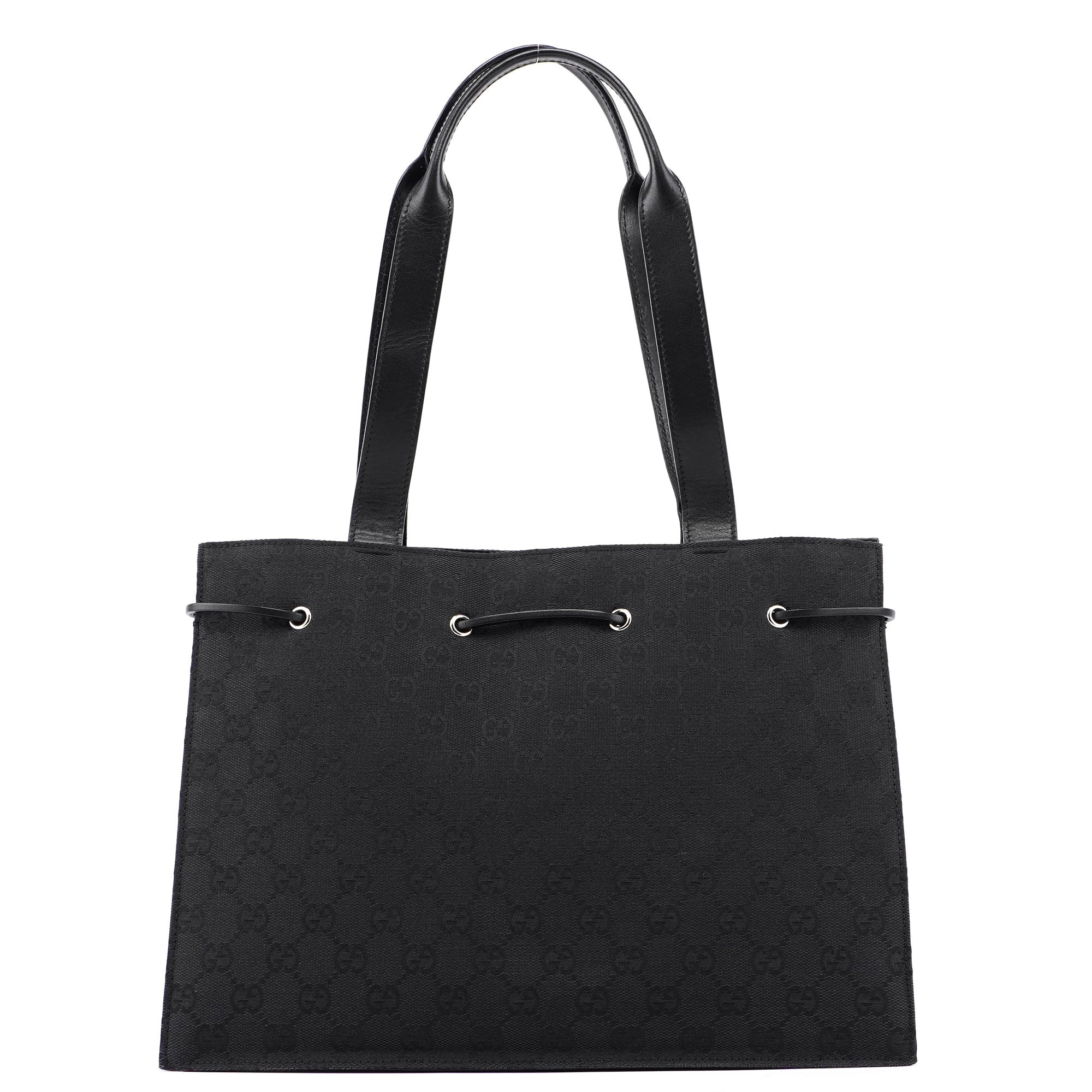 Gucci Black GG Canvas Drawstring Tote