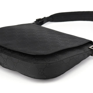 Gucci Black GG Canvas Flap Shoulder Bag