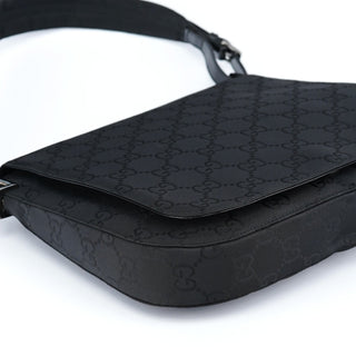 Gucci Black GG Canvas Flap Shoulder Bag