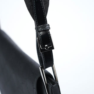 Gucci Black GG Canvas Flap Shoulder Bag