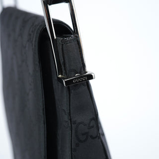 Gucci Black GG Canvas Flap Shoulder Bag