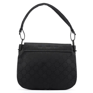 Gucci Black GG Canvas Flap Shoulder Bag