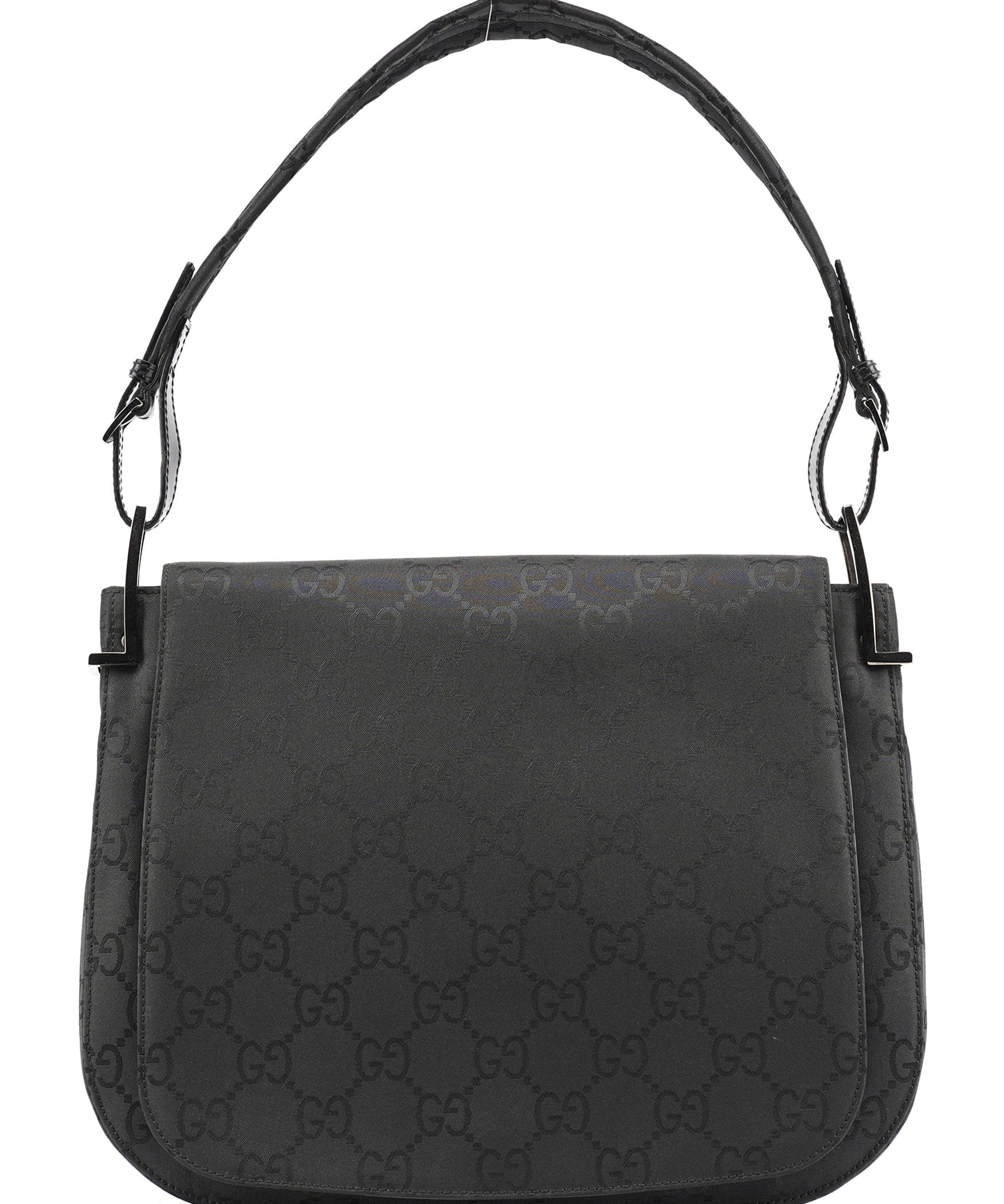 Gucci Black GG Canvas Flap Shoulder Bag
