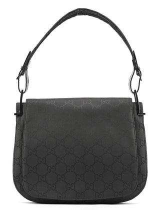 Gucci Black GG Canvas Flap Shoulder Bag