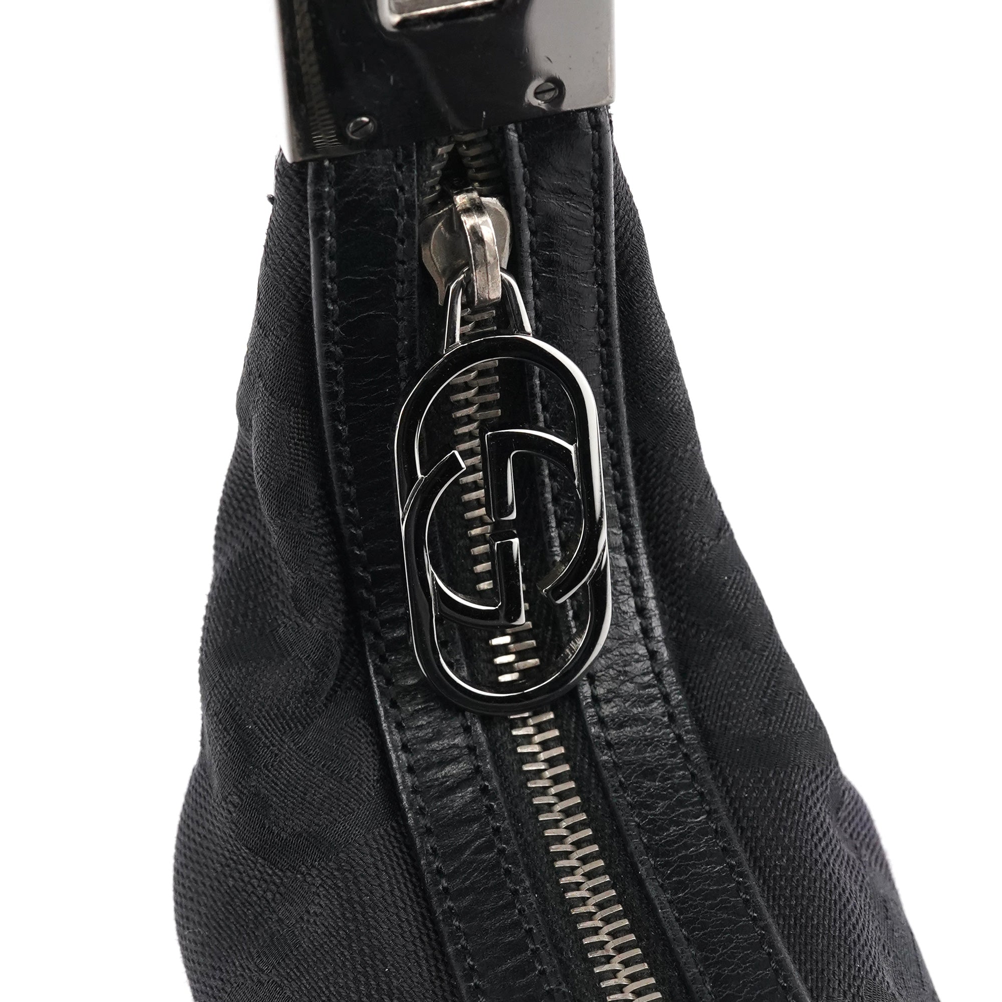 Gucci Black GG Canvas Hobo Shoulder Bag