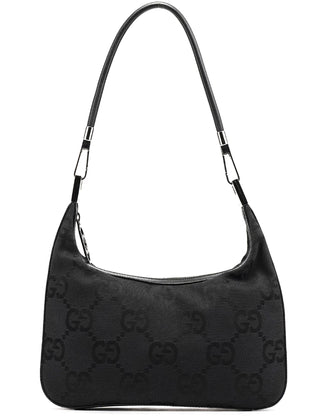 Gucci Black GG Canvas Hobo Shoulder Bag