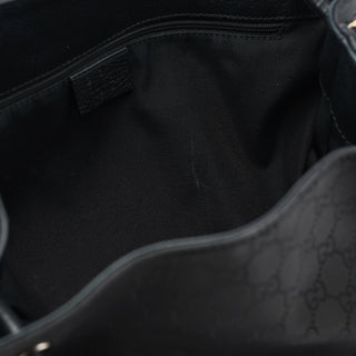 Gucci Black GG Canvas Leather Tote Bag