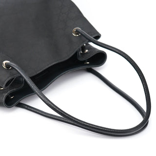 Gucci Black GG Canvas Leather Tote Bag