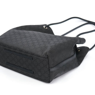 Gucci Black GG Canvas Leather Tote Bag