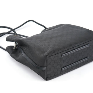 Gucci Black GG Canvas Leather Tote Bag