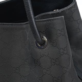 Gucci Black GG Canvas Leather Tote Bag