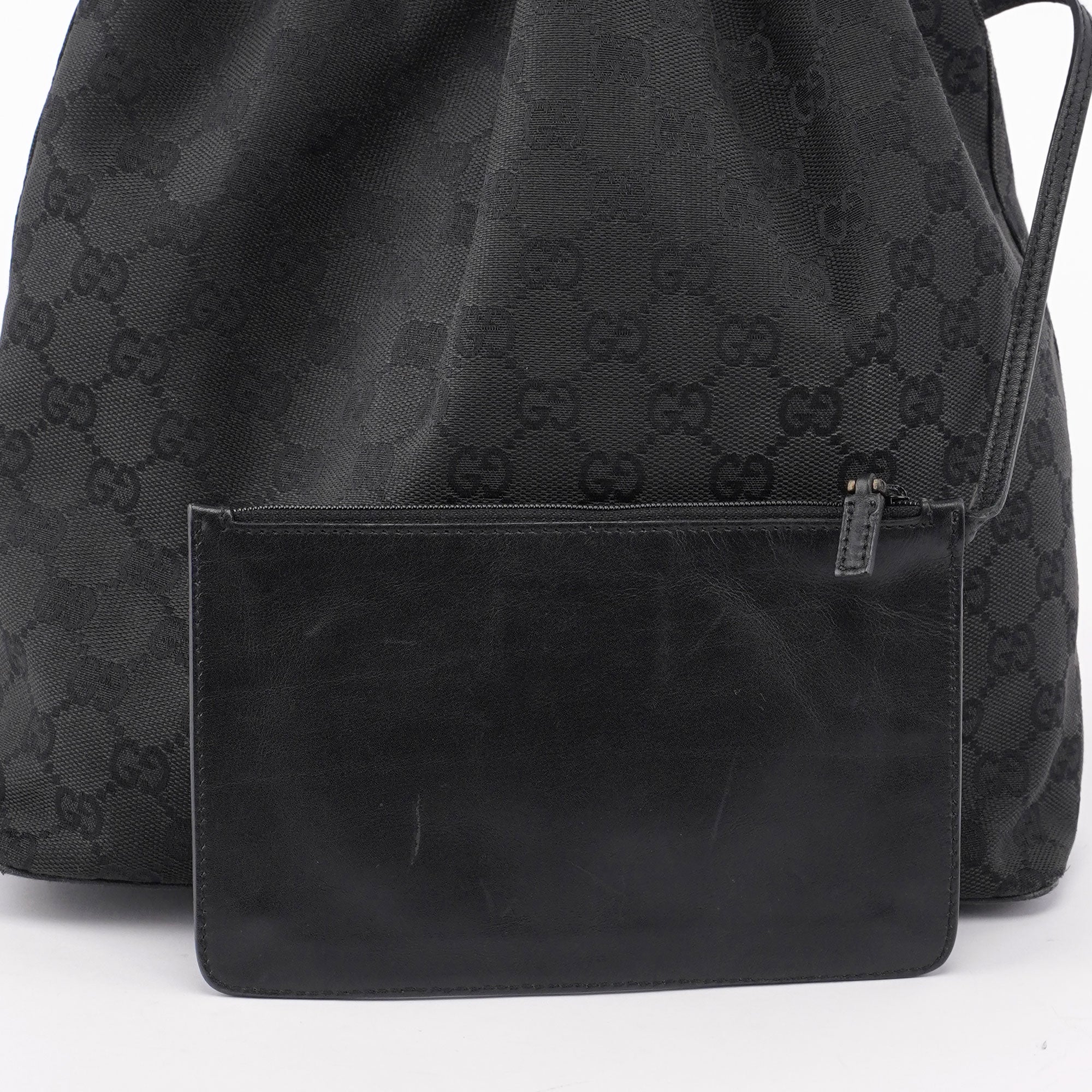 Gucci Black GG Drawstring Shoulder Bag