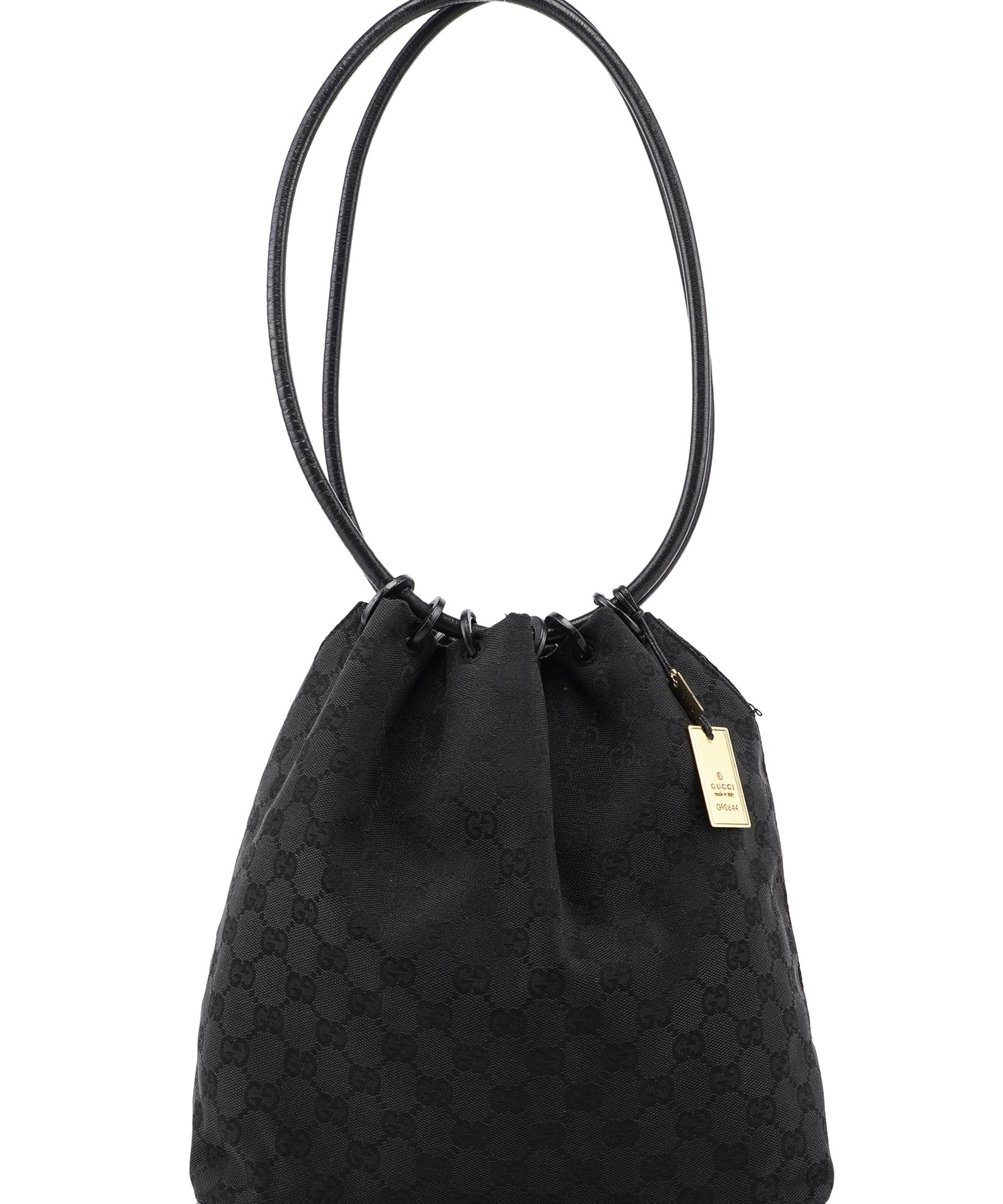 Gucci Black GG Drawstring Shoulder Bag