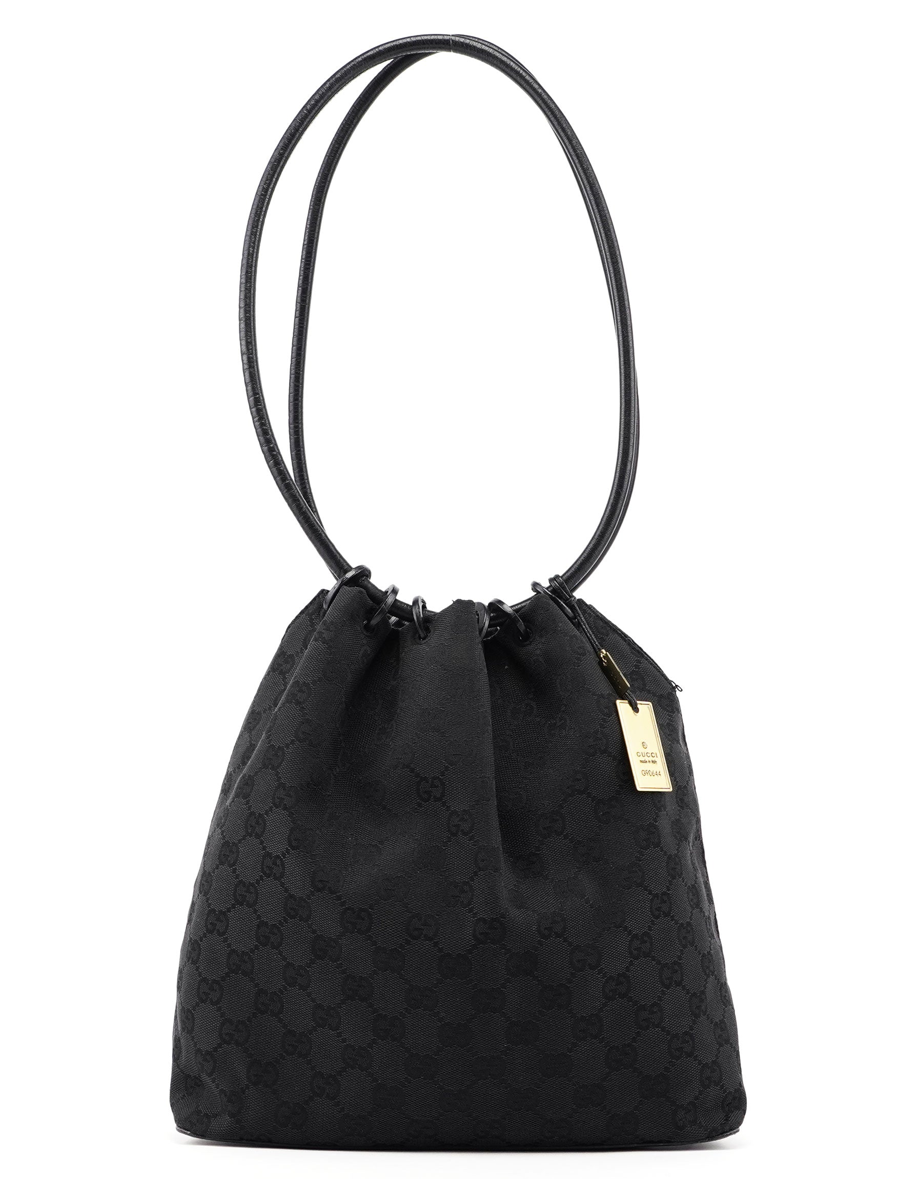 Gucci Black GG Drawstring Shoulder Bag