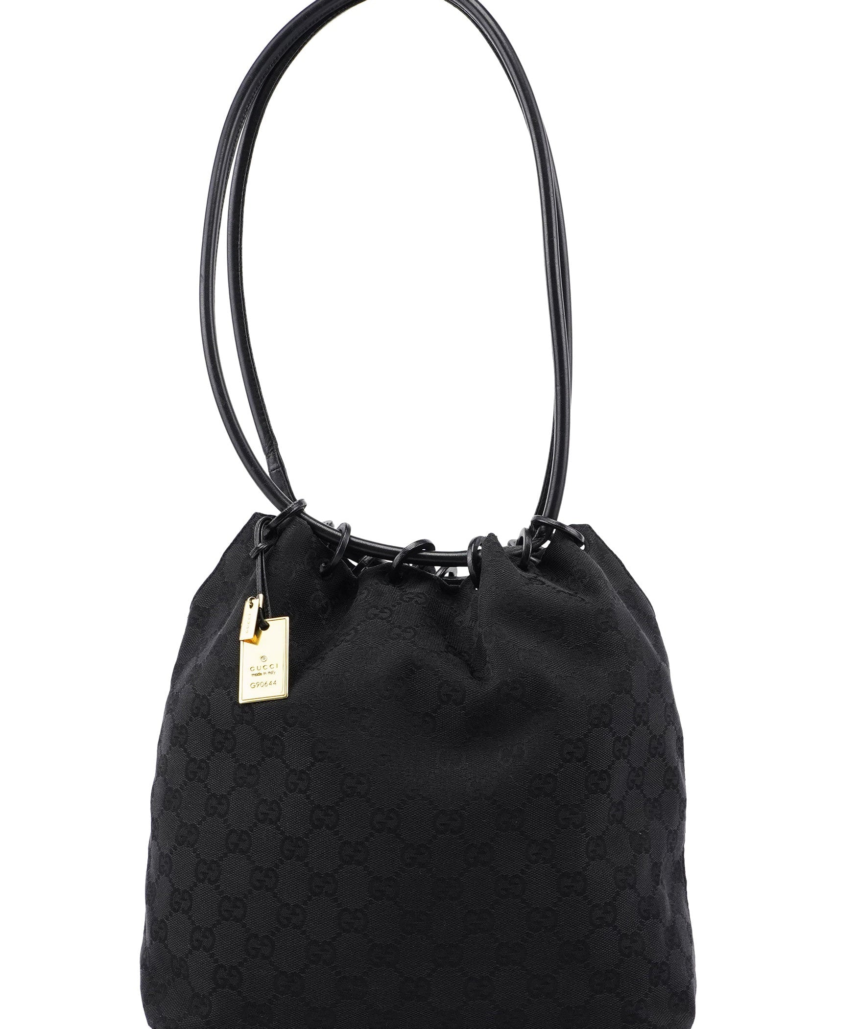 Gucci Black GG Drawstring Shoulder Bag