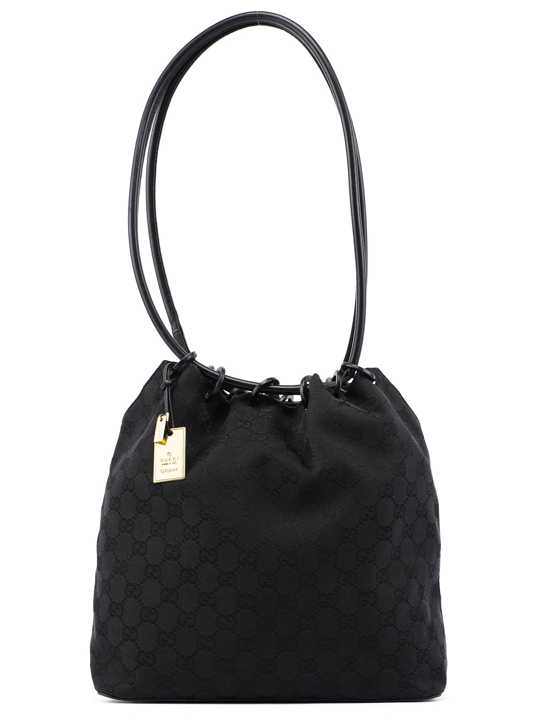 Gucci Black GG Drawstring Shoulder Bag