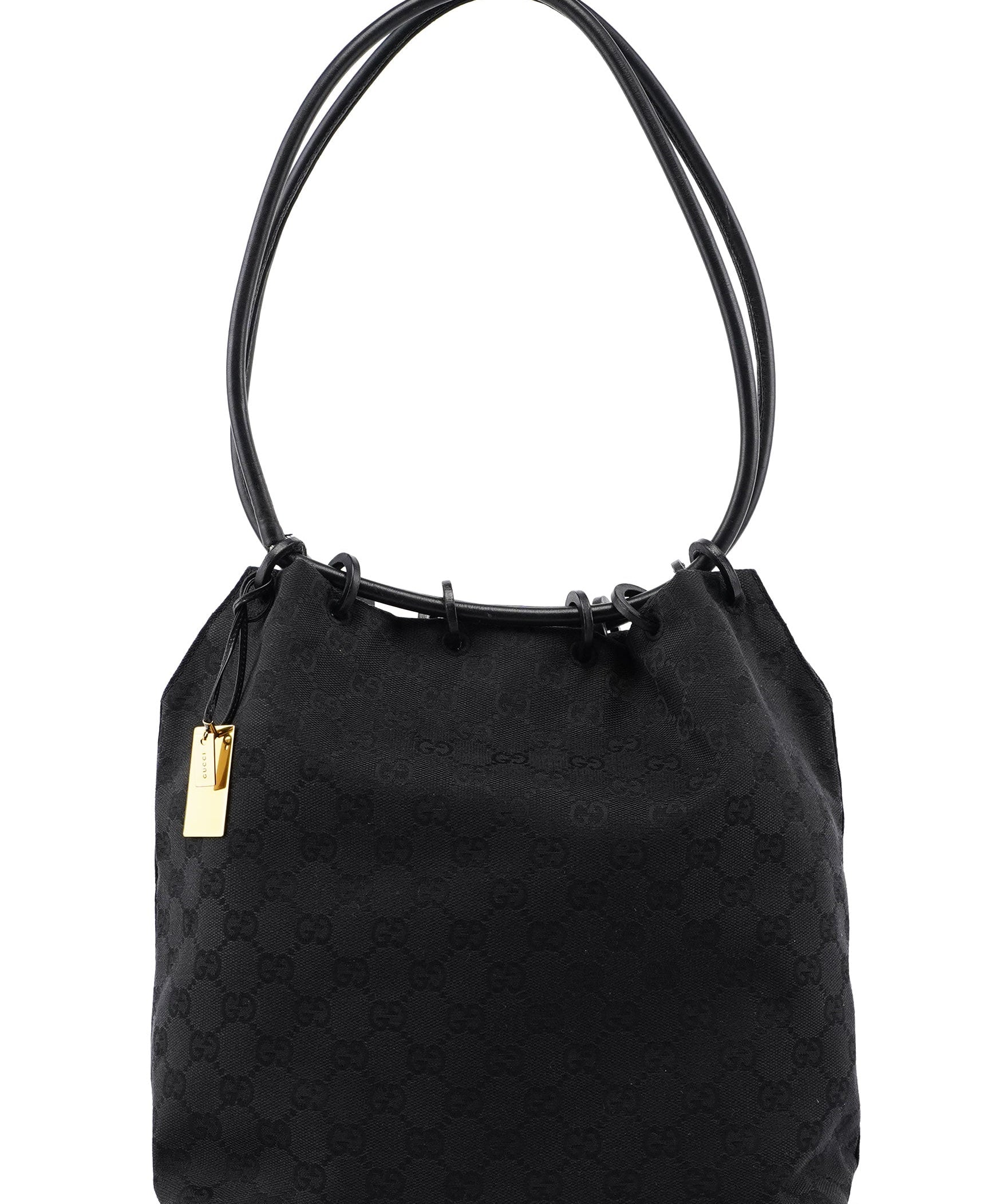 Gucci Black GG Drawstring Shoulder Bag