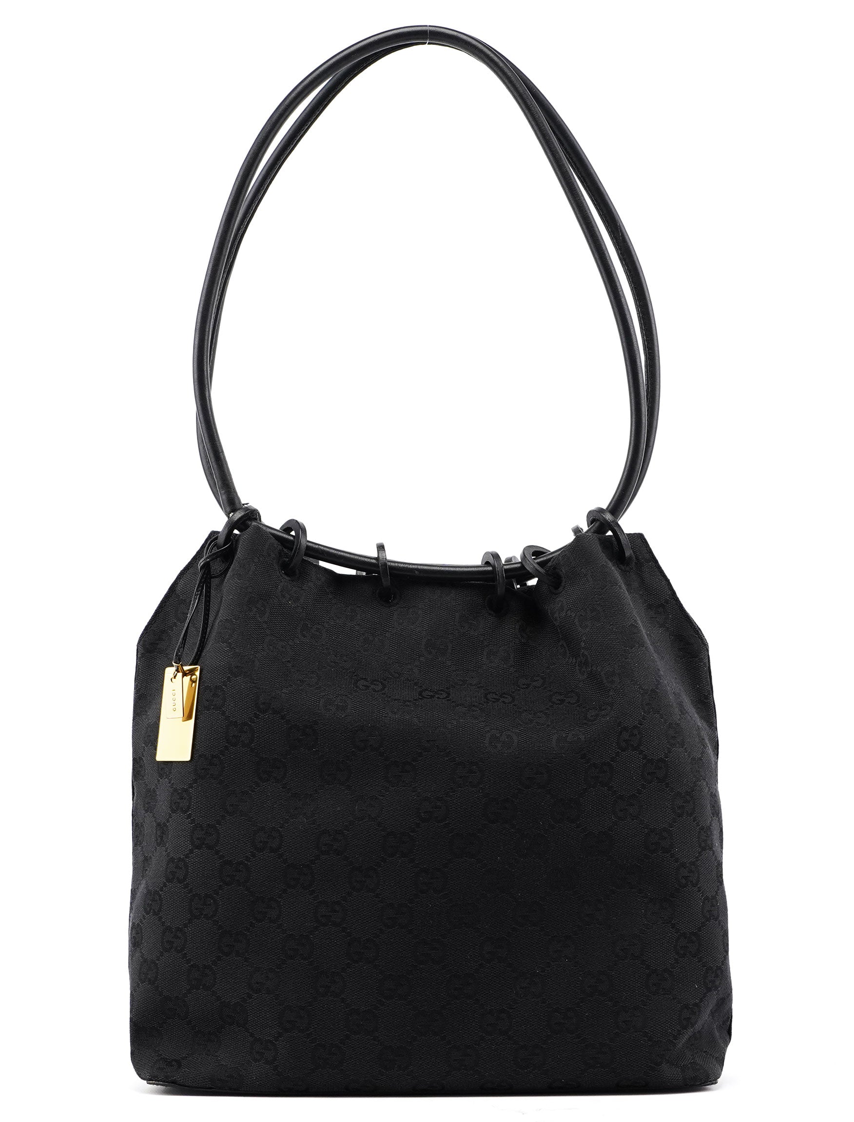 Gucci Black GG Drawstring Shoulder Bag