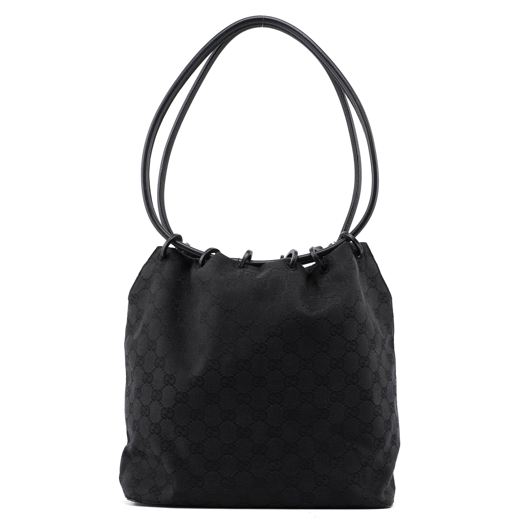 Gucci Black GG Drawstring Shoulder Bag