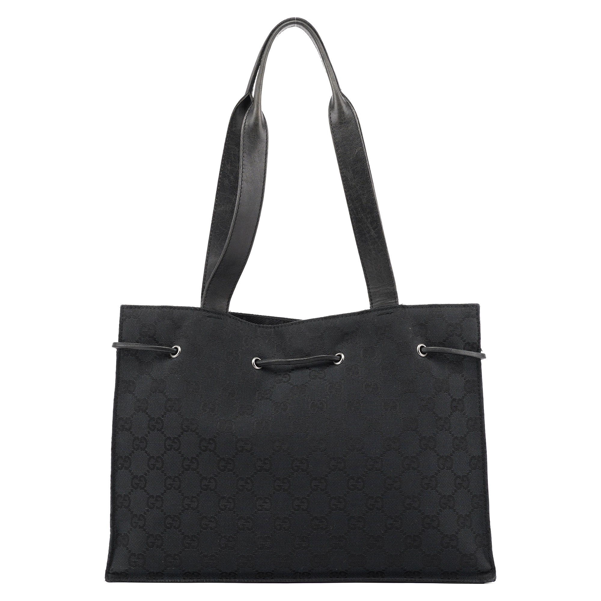 Gucci Black GG Drawstring Tote Bag